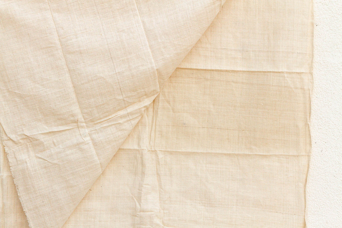 Organic Peace Silk Throw, Natural Grid