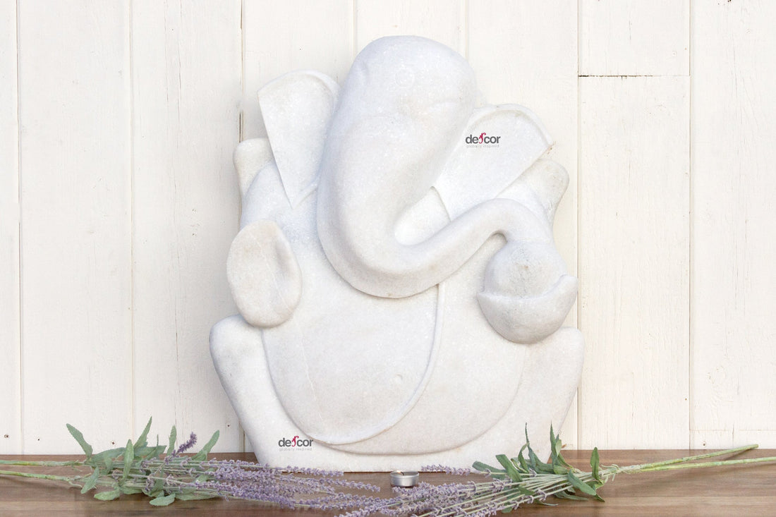 Tall Handcarved Modern Marble Ganesha