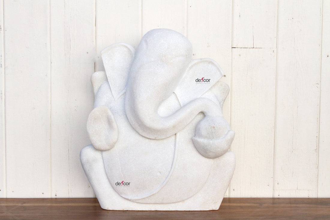 Tall Handcarved Modern Marble Ganesha