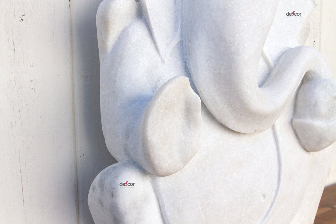 Tall Handcarved Modern Marble Ganesha