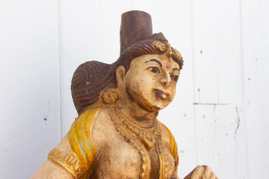 Antique Indian Stone Temple Musician Statue