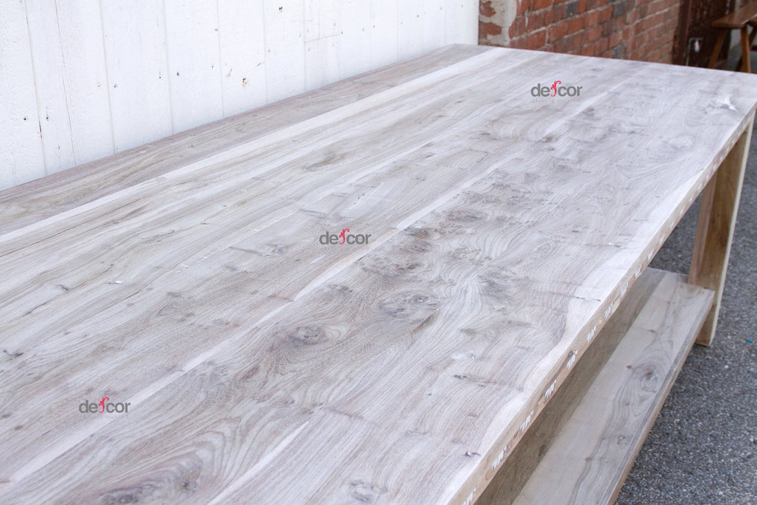 Bleached Teak Mother of Pearl Blossom Table