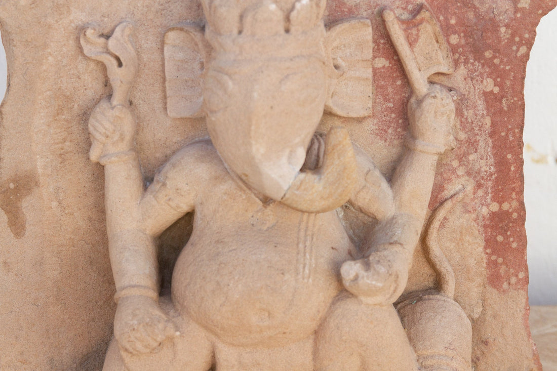 Indian Sandstone Ganesha Temple Carving