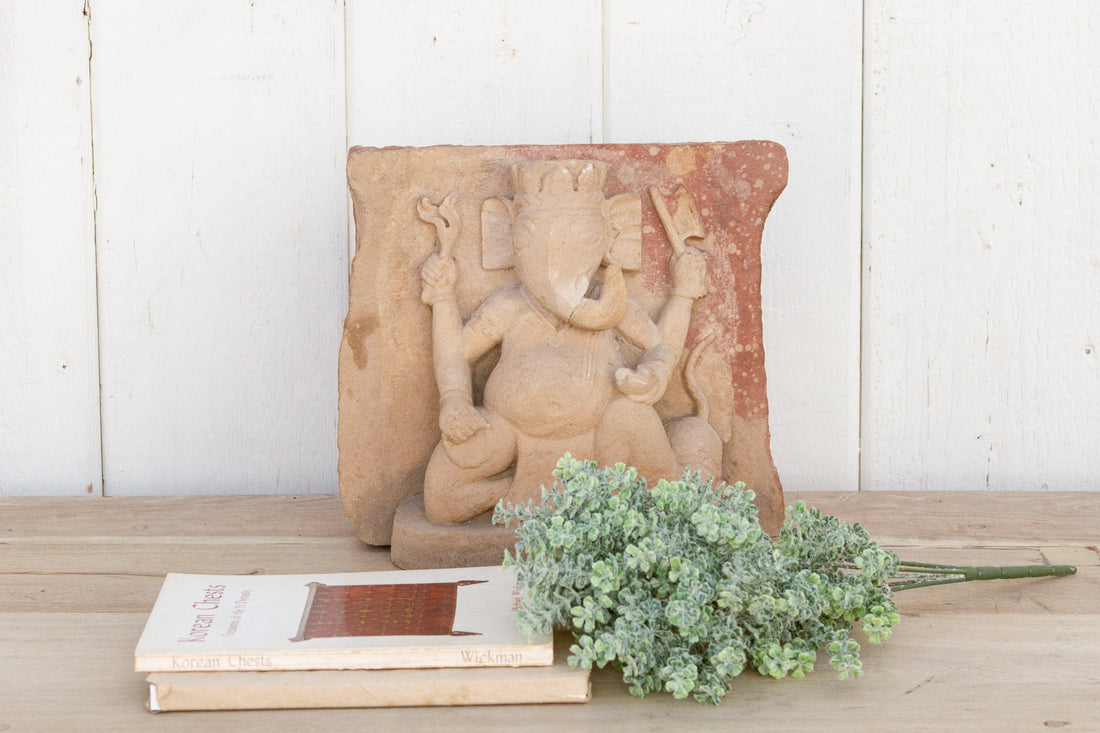 Indian Sandstone Ganesha Temple Carving