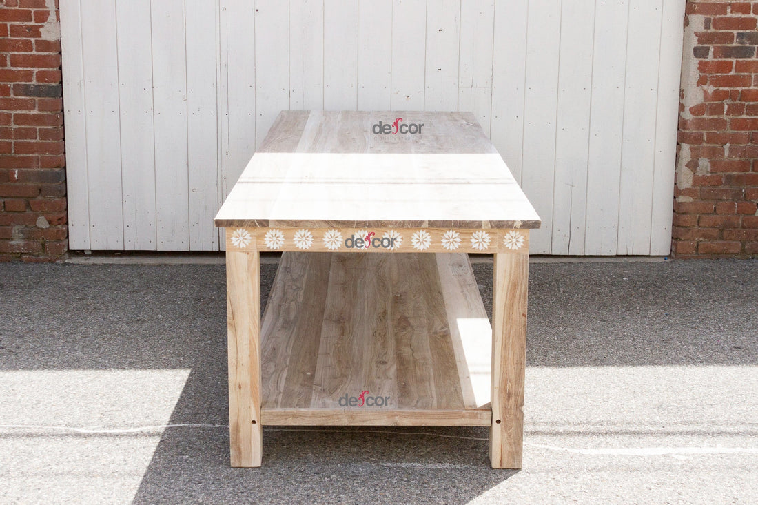Bleached Teak Mother of Pearl Blossom Table (Trade)