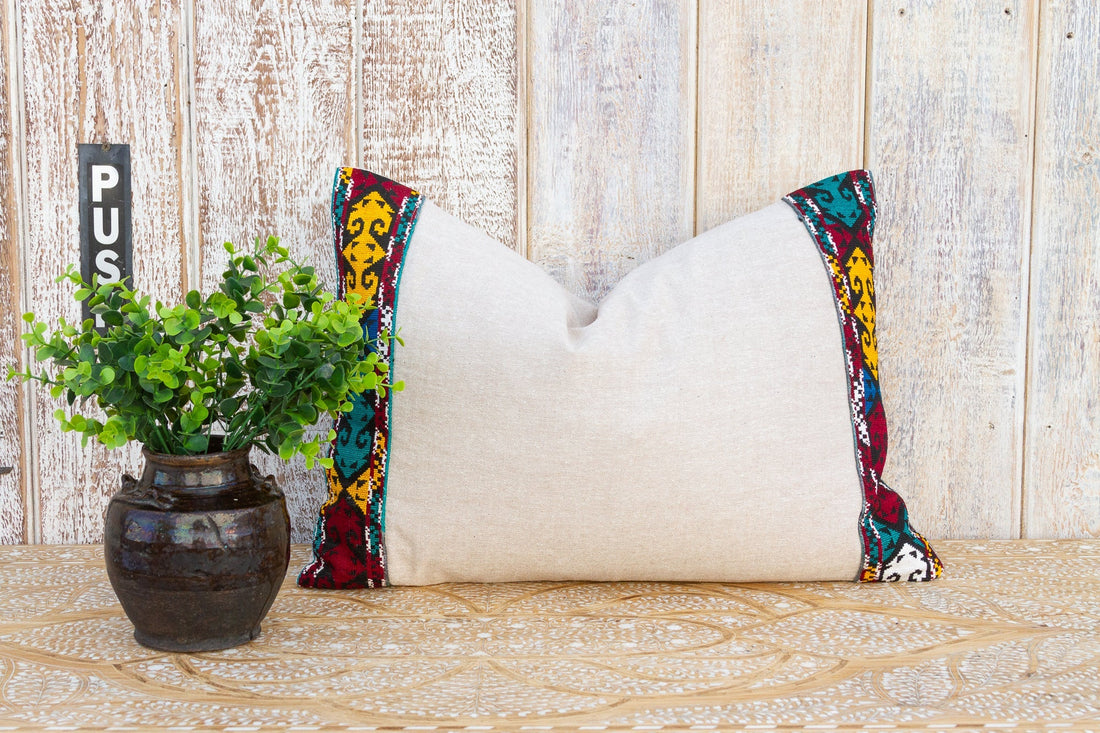 Bani Linen Tribal Border Pillow (Trade)