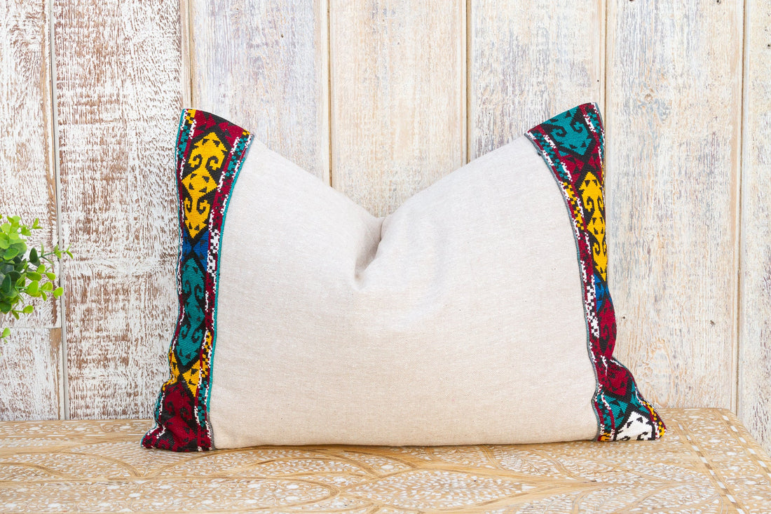 Bani Linen Tribal Border Pillow