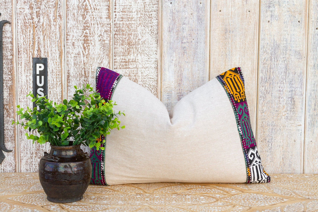 Dvita Linen Tribal Border Pillow