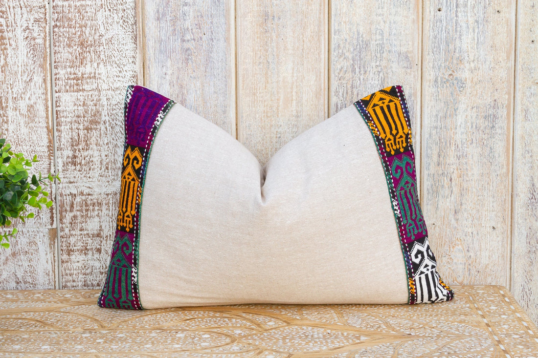 Dvita Linen Tribal Border Pillow (Trade)