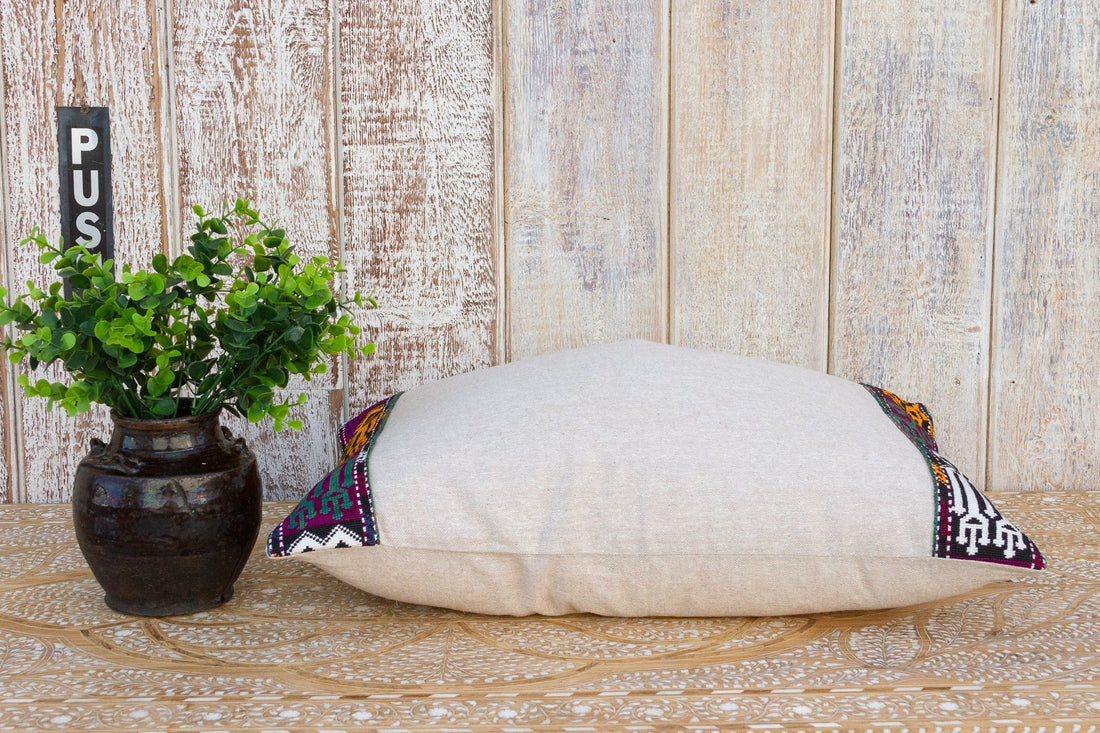 Dvita Linen Tribal Border Pillow