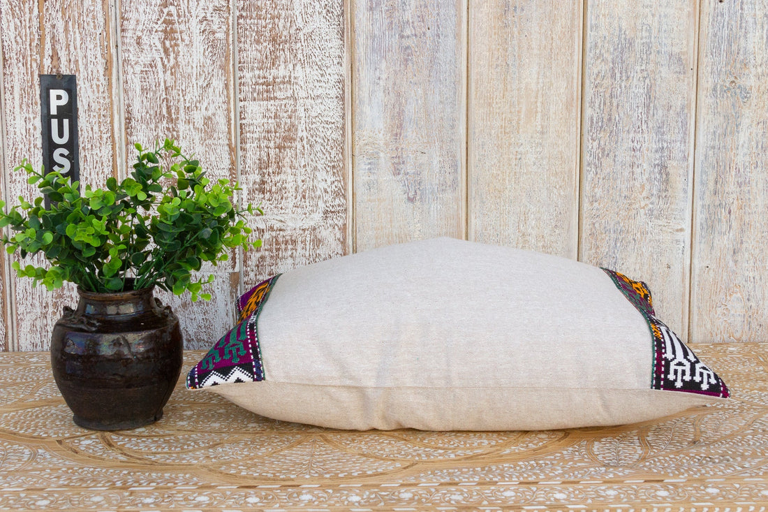 Dvita Linen Tribal Border Pillow (Trade)