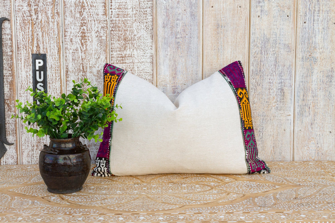 Eden Linen Tribal Border Pillow (Trade)