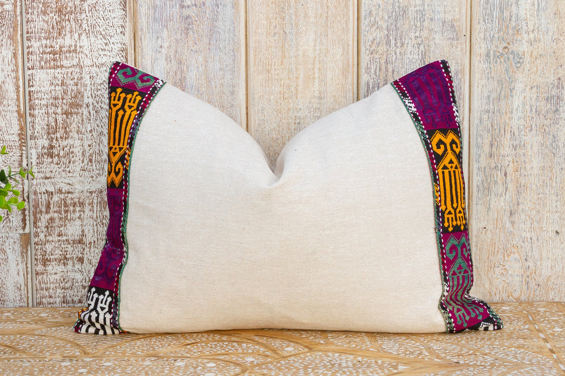 Eden Linen Tribal Border Pillow (Trade)