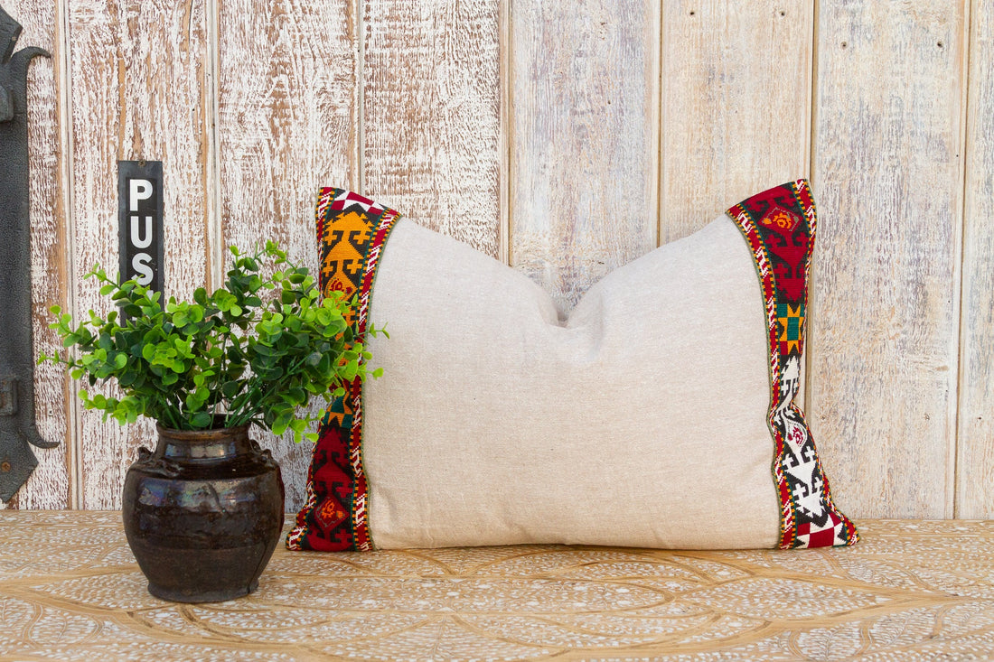 Forina Linen Tribal Border Pillow