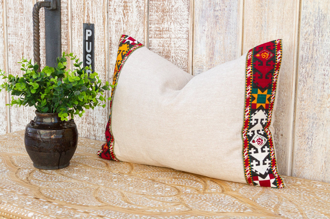 Forina Linen Tribal Border Pillow