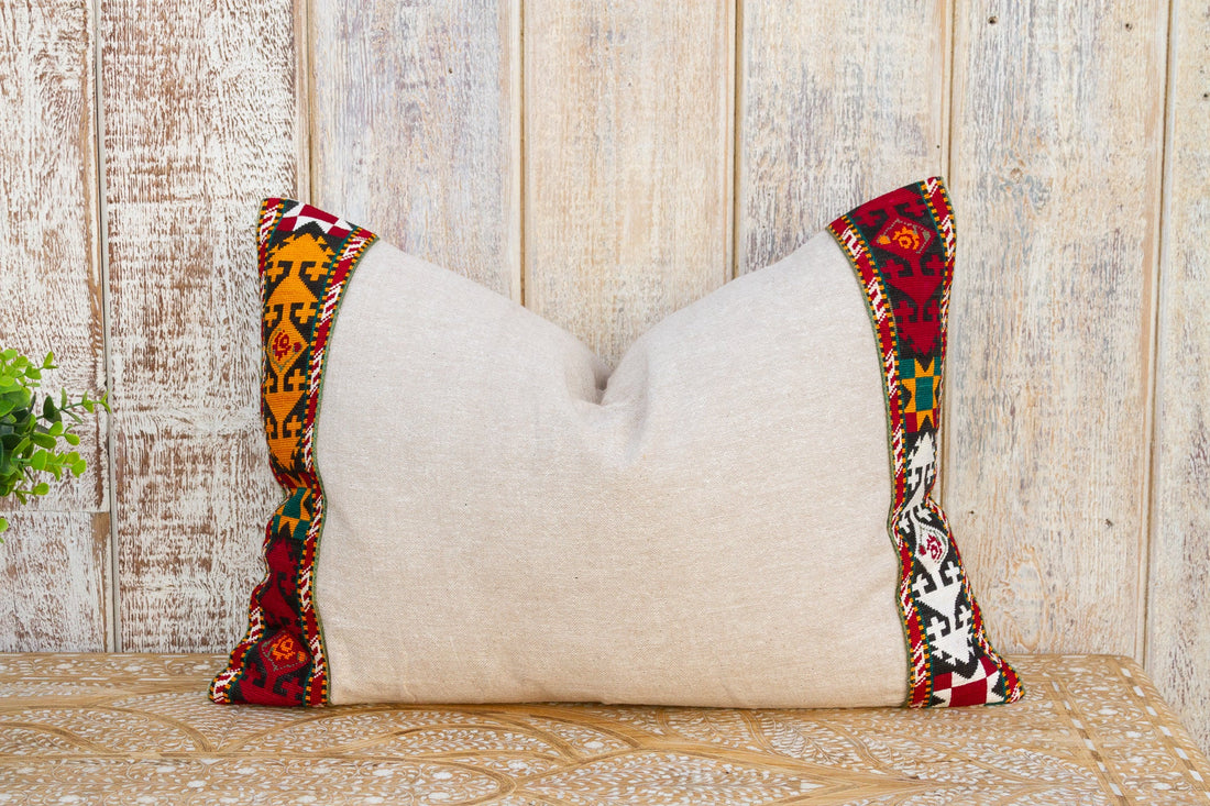Forina Linen Tribal Border Pillow