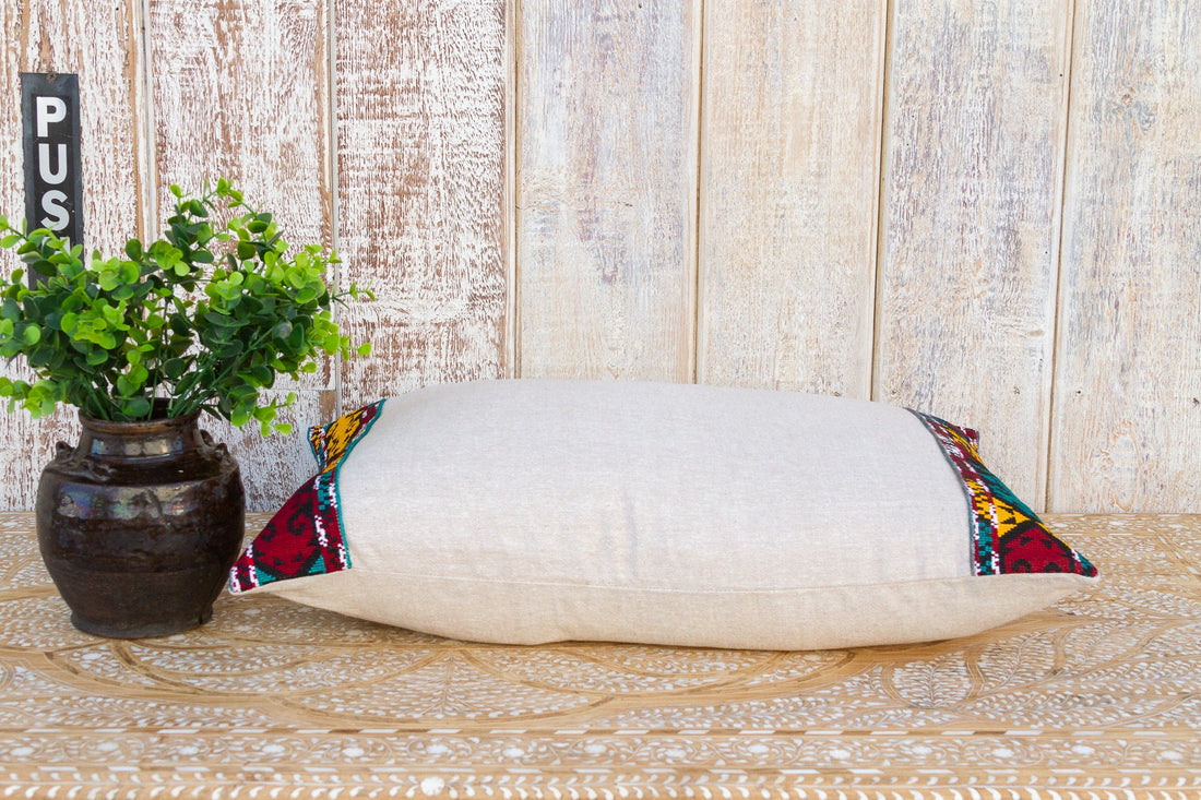 Mahu Linen Tribal Border Pillow