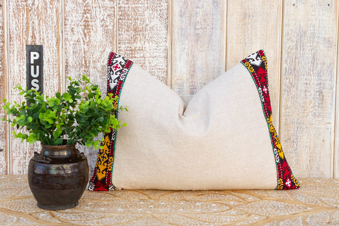 Pahi Linen Tribal Border Pillow