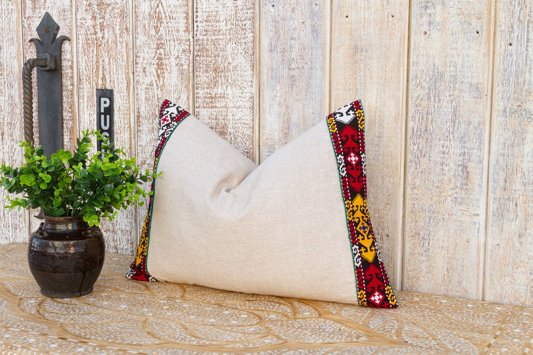 Pahi Linen Tribal Border Pillow