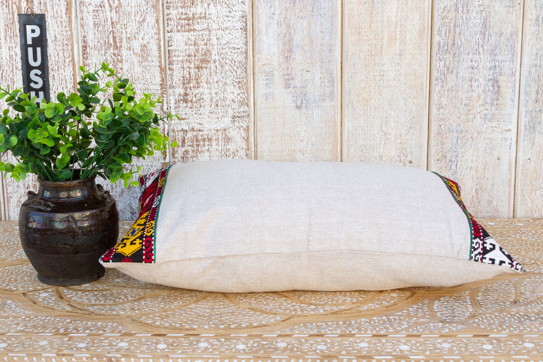 Qia Linen Tribal Border Pillow