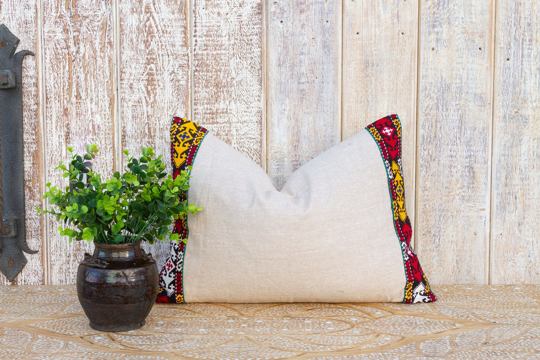 Rup Linen Tribal Border Pillow (Trade)
