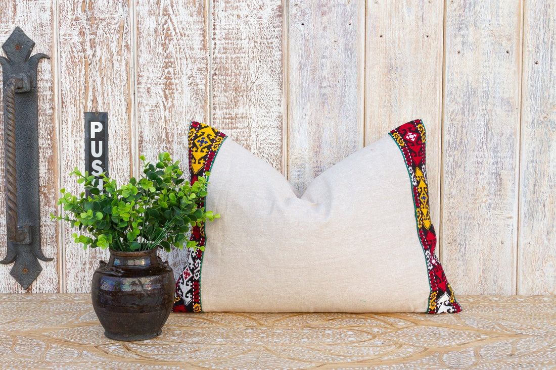 Rup Linen Tribal Border Pillow (Trade)