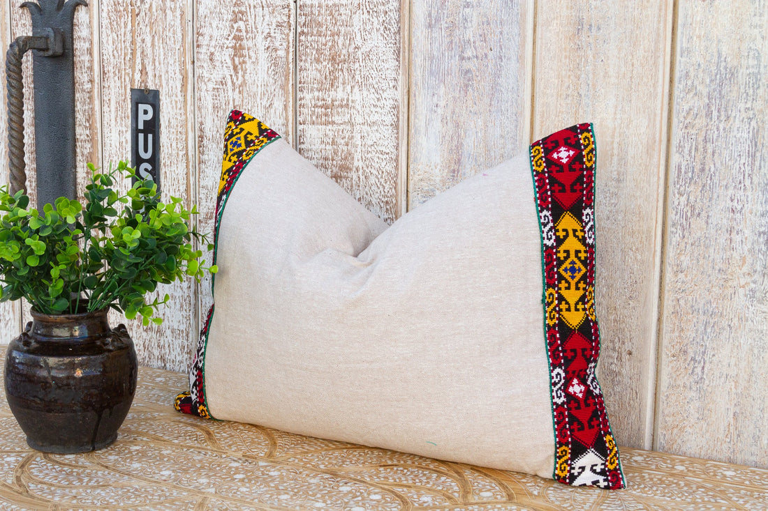 Rup Linen Tribal Border Pillow (Trade)