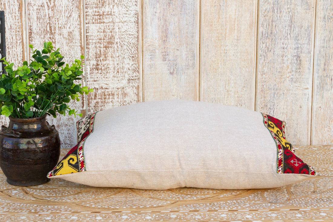 Tora Linen Tribal Border Pillow
