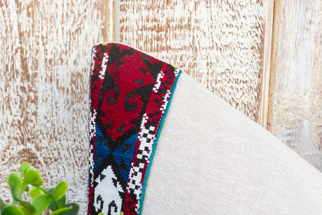 Vedie Linen Tribal Border Pillow (Trade)