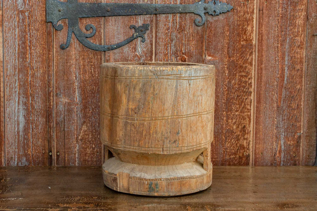 Primitive Indian Teak Grinder Pot (Trade)