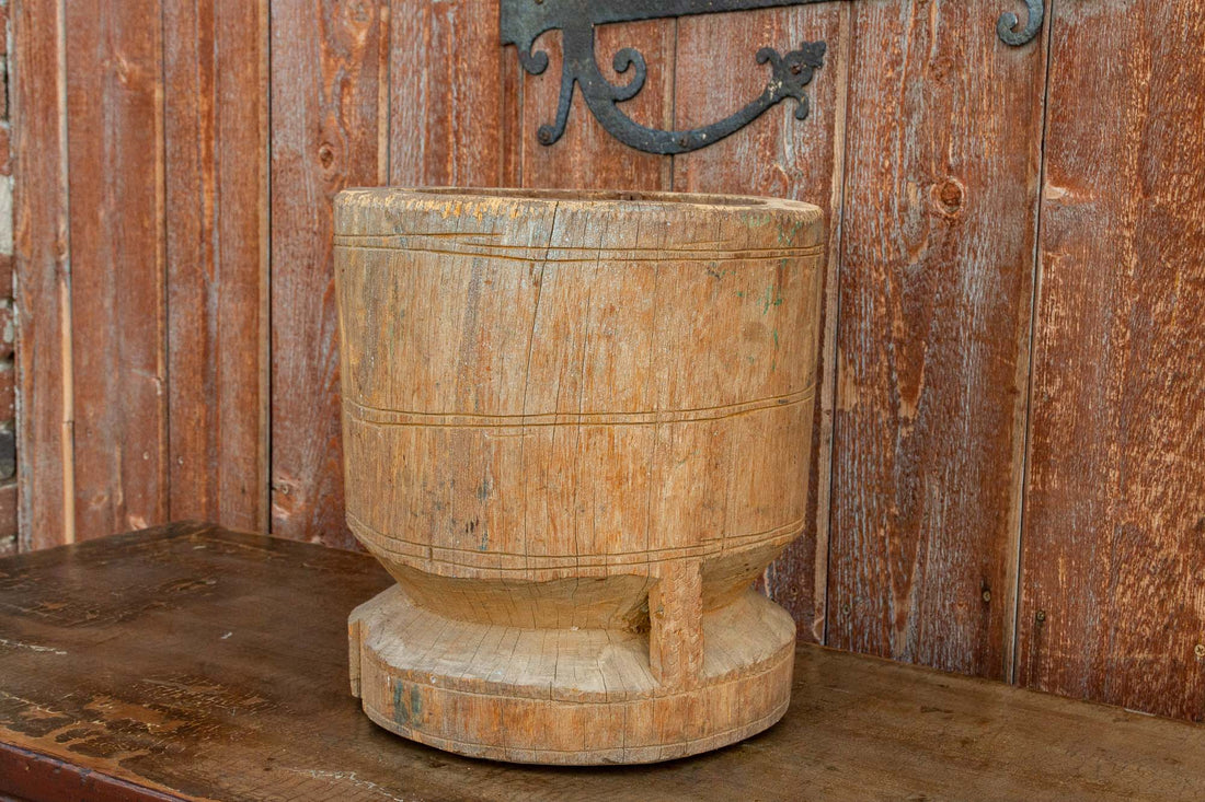 Primitive Indian Teak Grinder Pot (Trade)