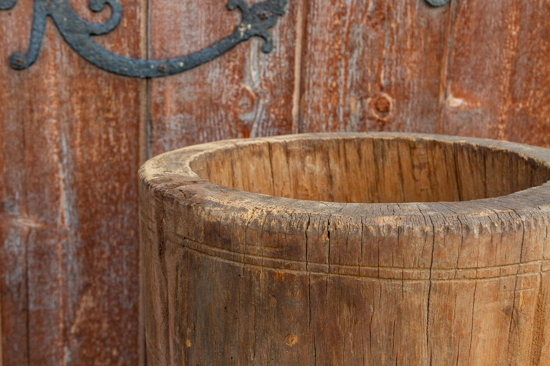 Primitive Indian Teak Grinder Pot (Trade)