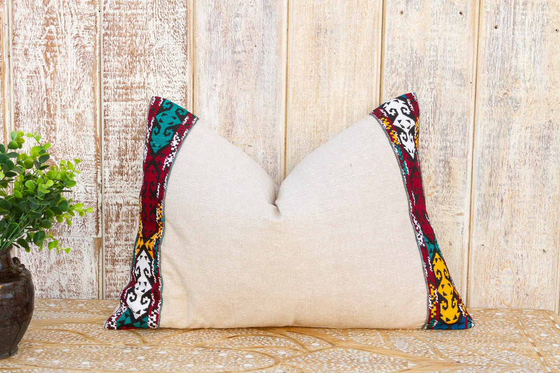 Belli Linen Tribal Border Pillow