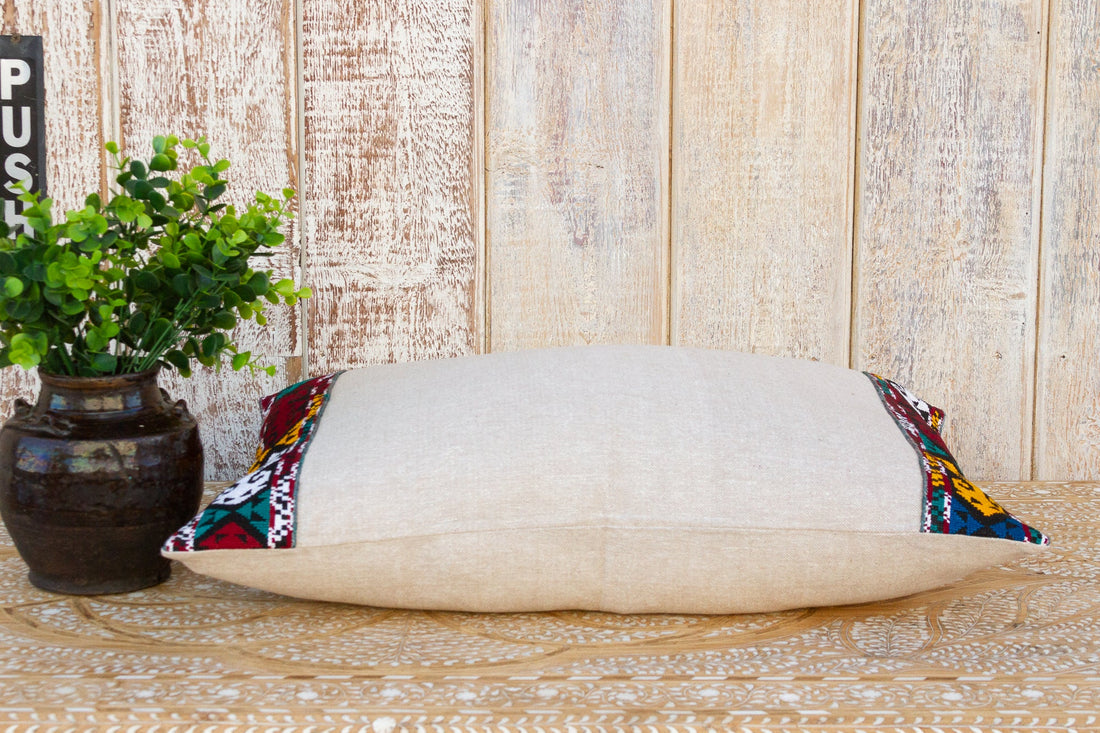 Belli Linen Tribal Border Pillow