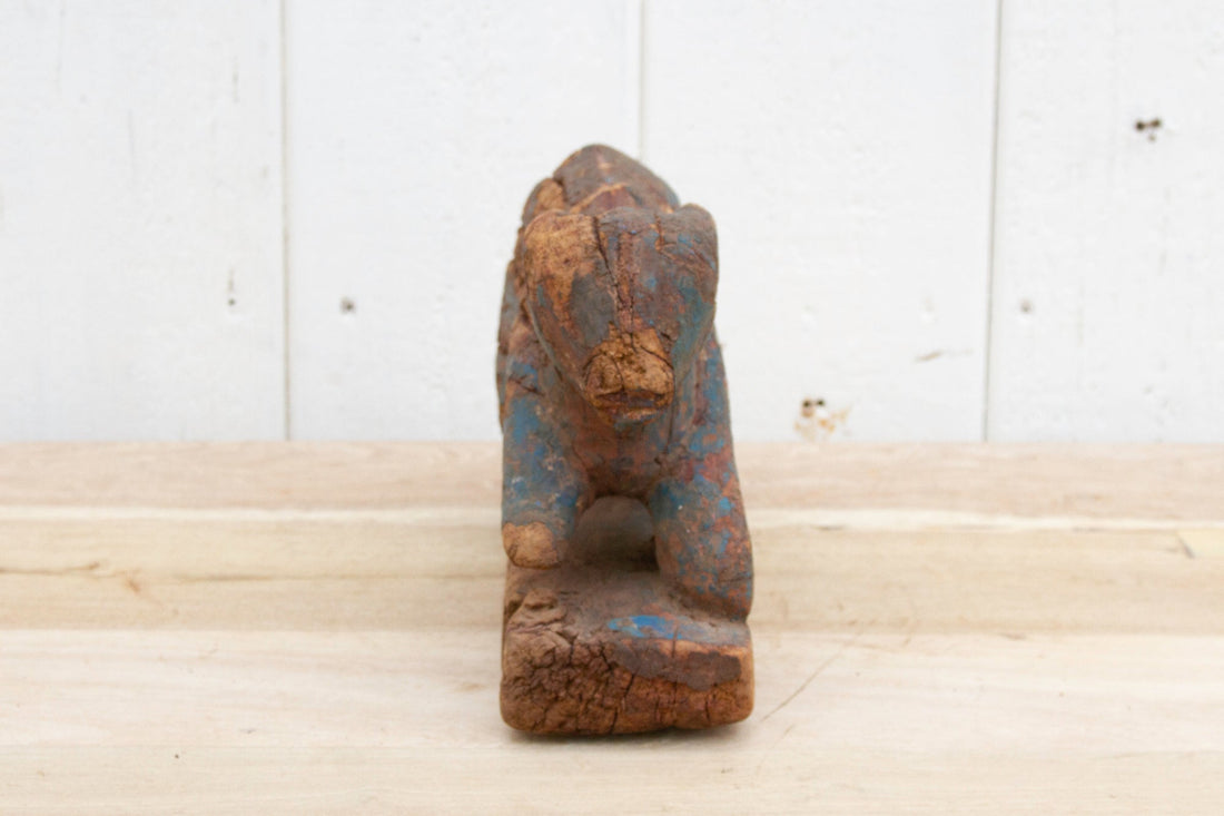 Ancient Indian Wooden Nandi Figure