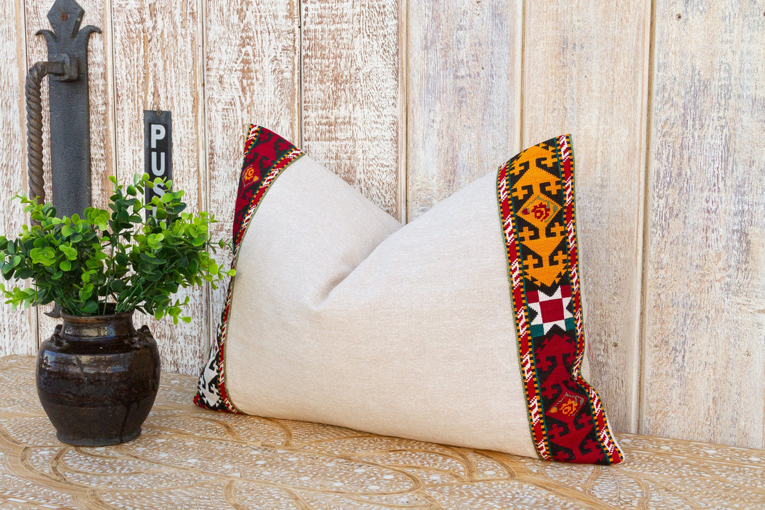 Gina Linen Tribal Border Pillow