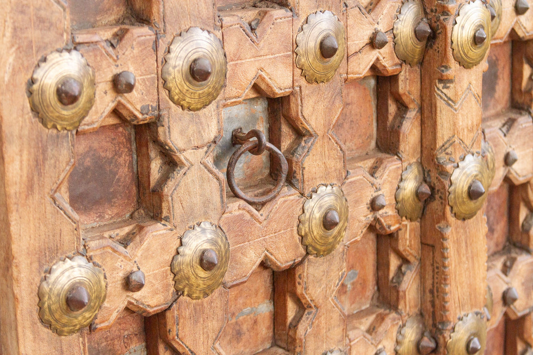 Pair of Antique Teak Doors w/Moorish Star Design