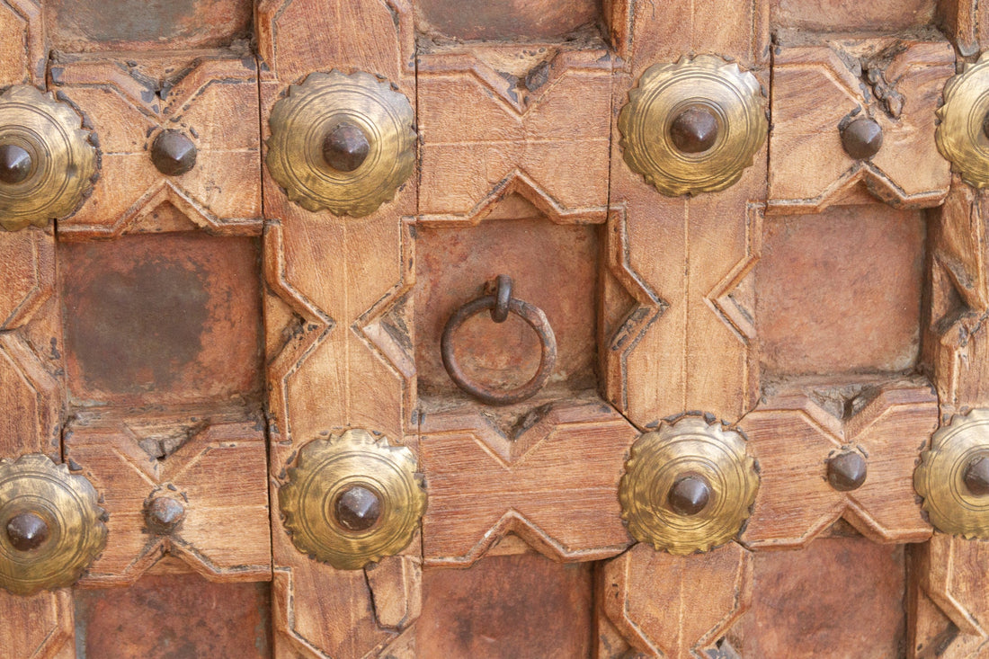 Pair of Antique Teak Doors w/Moorish Star Design