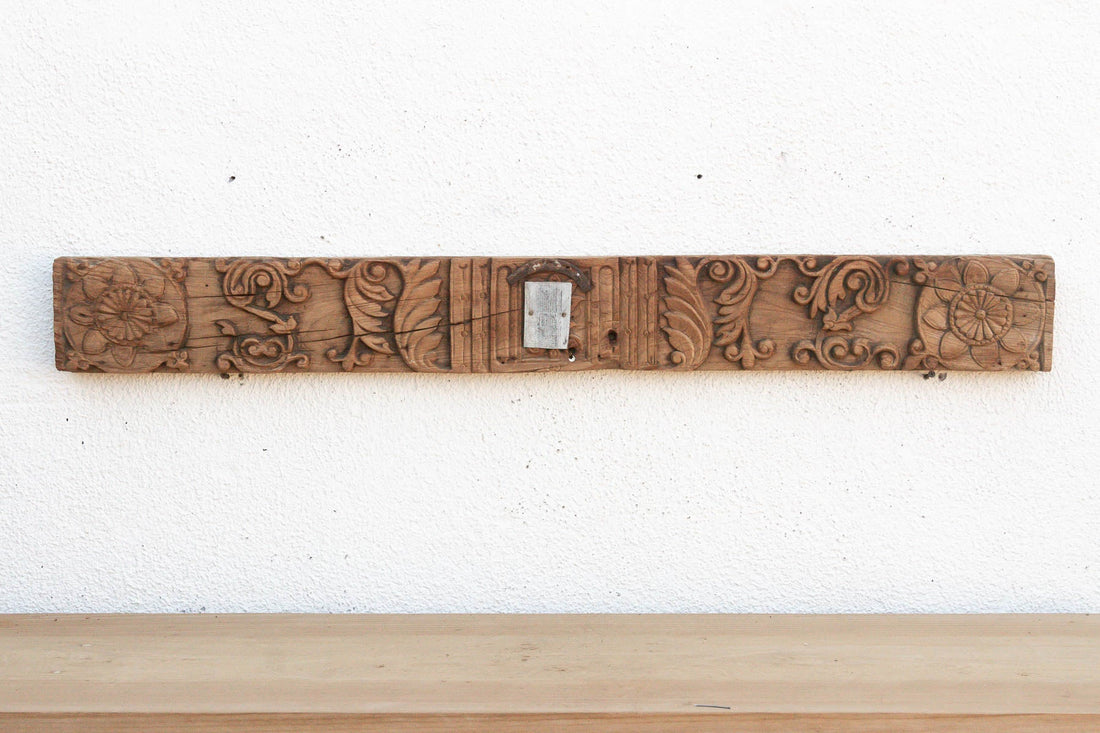 Lotus Medallion 19th Century Indian Teak Lintel