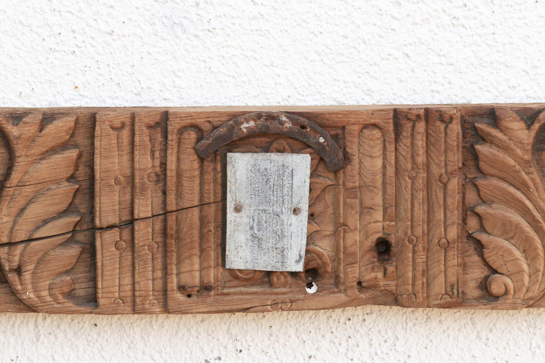 Lotus Medallion 19th Century Indian Teak Lintel