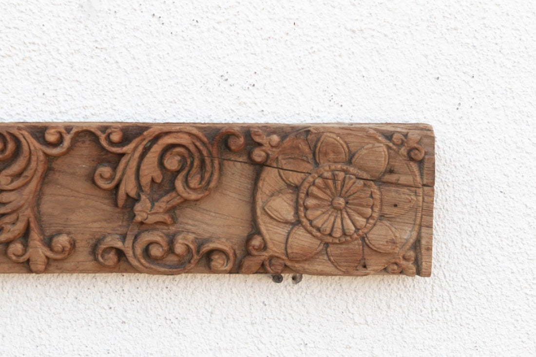 Lotus Medallion 19th Century Indian Teak Lintel