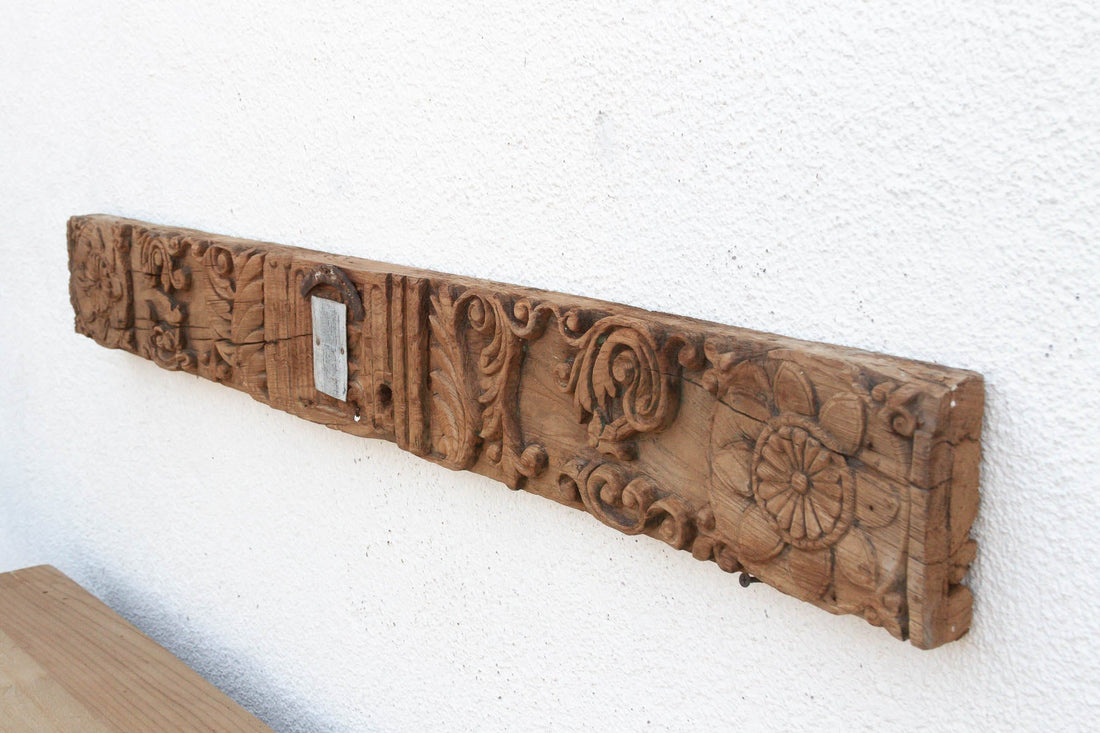 Lotus Medallion 19th Century Indian Teak Lintel