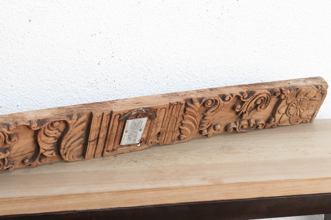 Lotus Medallion 19th Century Indian Teak Lintel
