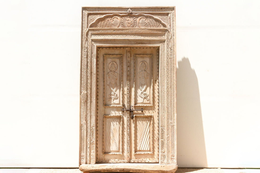 Monumental Antique Indian Teak Krishna Door
