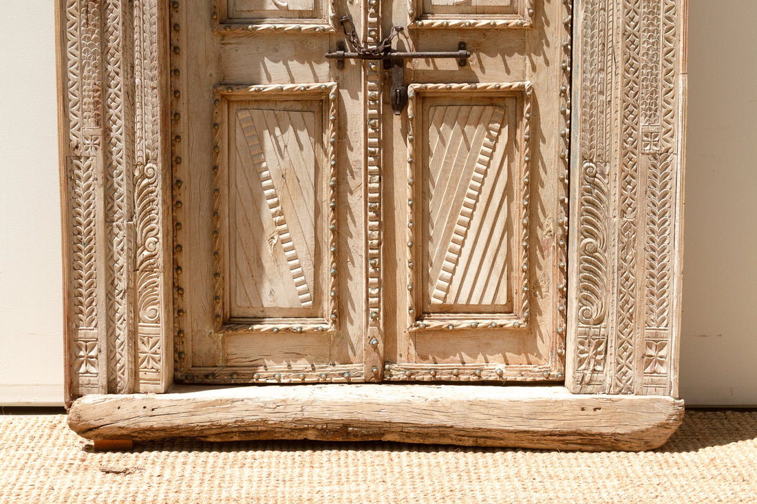 Monumental Antique Indian Teak Krishna Door