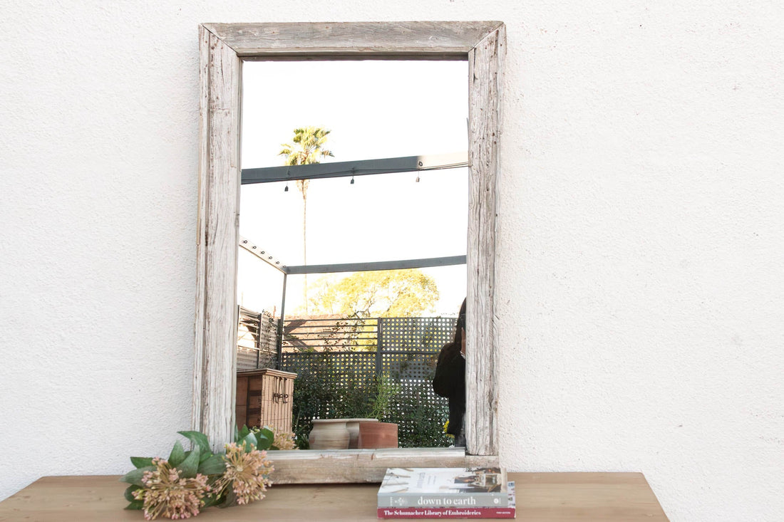 Antique Wabi Sabi Weathered Teak Mirror (Trade)
