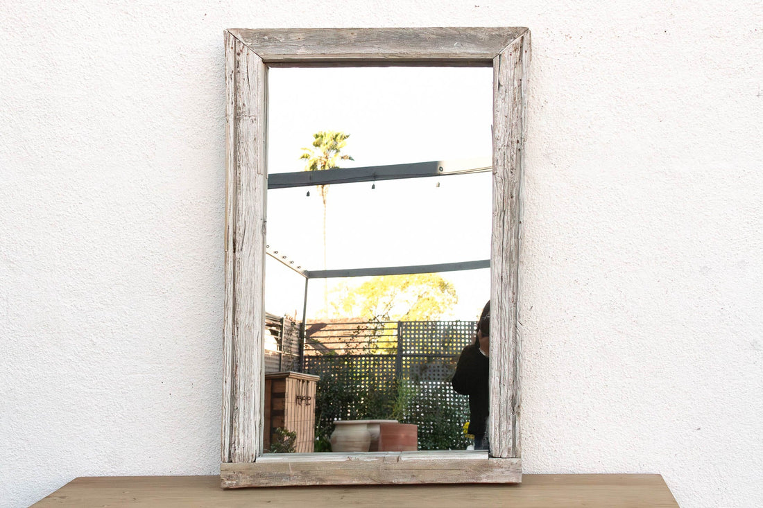 Antique Wabi Sabi Weathered Teak Mirror (Trade)