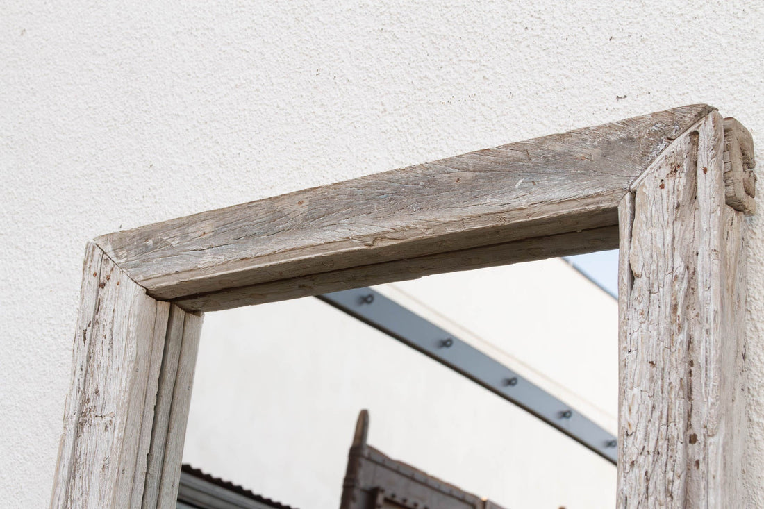 Antique Wabi Sabi Weathered Teak Mirror (Trade)