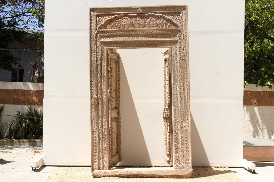 Monumental Antique Indian Teak Krishna Door