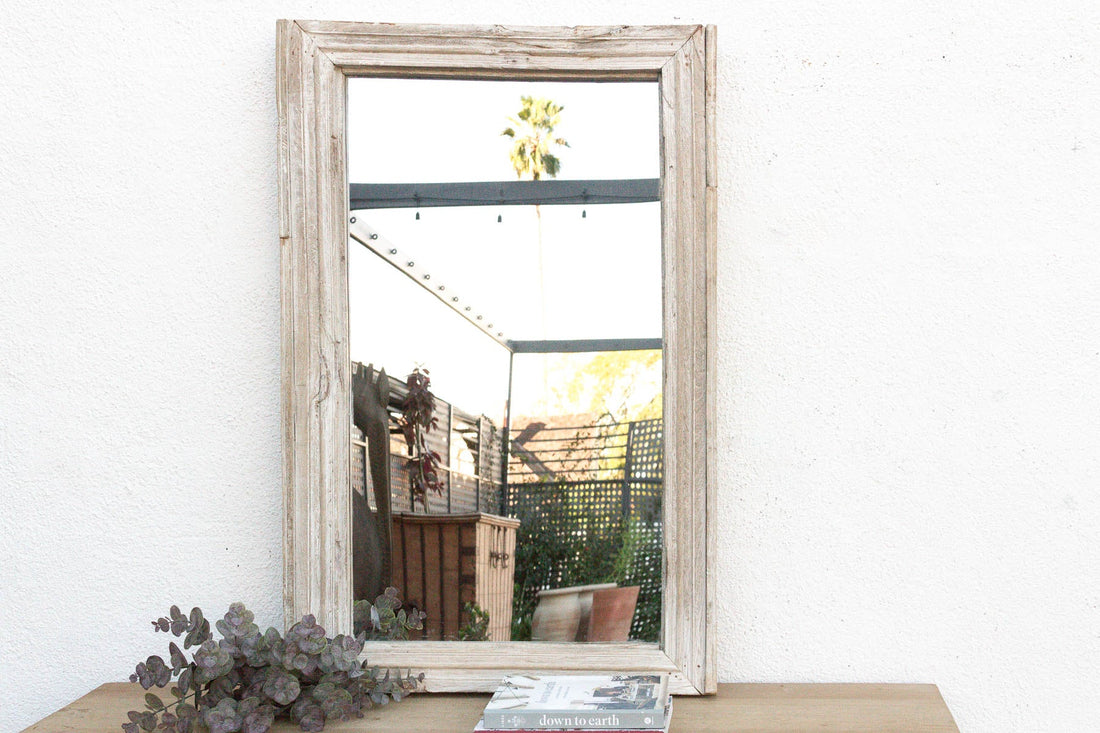 42" Long Antique Sun Bleached Teak Mirror (Trade)